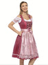 Damen Schürzenkleid mit quadratischem Kragen und Spitzenverzierungen – Traditionelle und kulturelle Kleidung